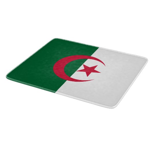 アルジェリア国旗を掲げた小さなガラス板 カッティングボード (角)
