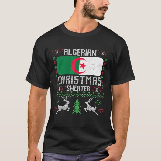 アルジェリア国旗アルジェリアのクリスマスセーター Tシャツ (正面)