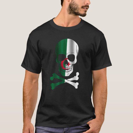 アルジェリア国旗デザインスカル国旗アルジェリア Tシャツ (正面)