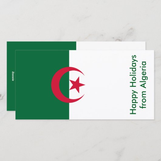 アルジェリア国旗、アルジェリアからのハッピーホリデー シーズンカード (正面/裏面)