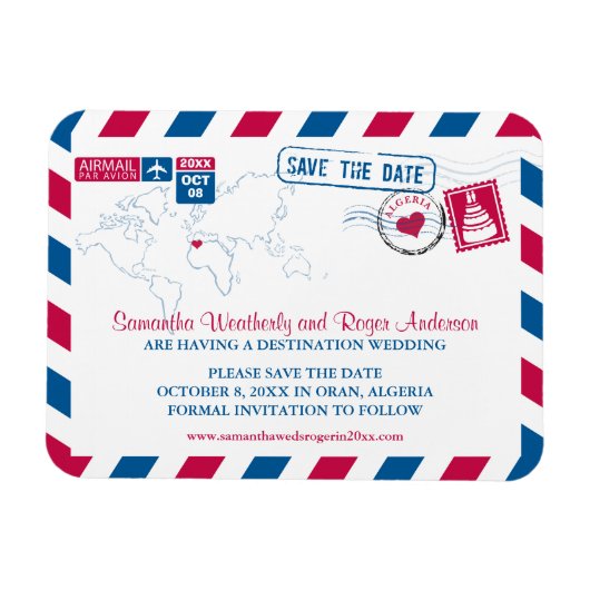 アルジェリア航空便ウェディング日付sz 3x4を保存 マグネット (横)
