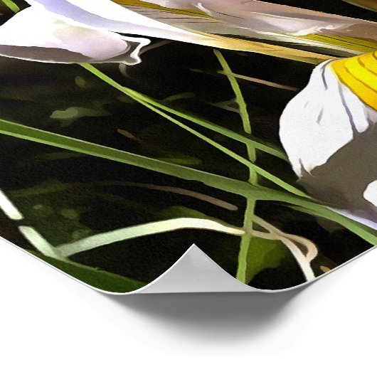 アルジェリア虹彩の超現実的なワイルドフラワー絵画ズ ポスター (角)