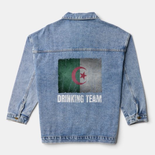 アルジェリア飲みチームGraphic 男性へ Algeriおもしろい デニムジャケット (裏面)