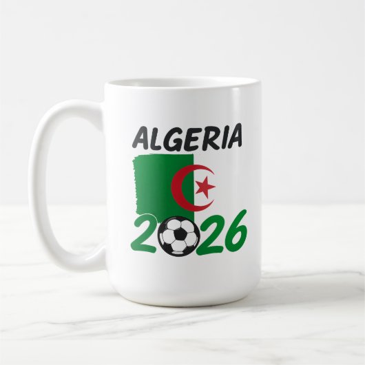 アルジェリア2026サッカーファンデザイン 三日月と星 コーヒーマグカップ (左)