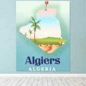 アルジェリア アルジェの地図 旅行ポスター キャンバスプリント (インサイチュ (ウッドフロア))