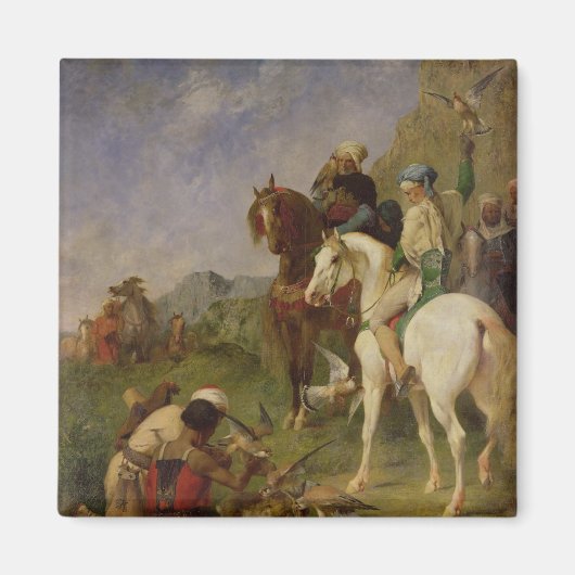 アルジェリア《鳥》ハヤブサ狩り マグネット (正面)