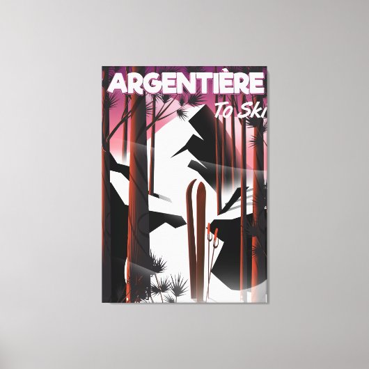 アルジェンティエール，フランスのスキー旅行ポスター キャンバスプリント (正面)