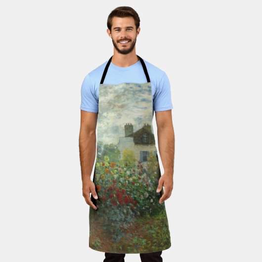 アルジェンティーユのモネ絵画アーティストガーデン エプロン (着用した状態)