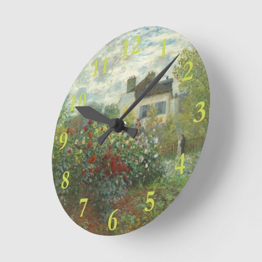 アルジェンティーユのモネ絵画アーティストガーデン ラウンド壁時計 (傾斜)