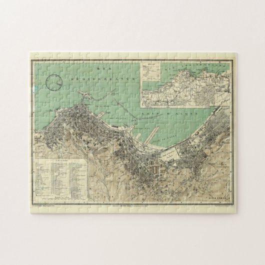 アルジェ・アルジェリアのヴィンテージ地図(1912年) ジグソーパズル (横)