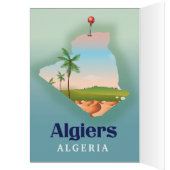 アルジェ・アルジェリア地図の旅行ポスター (内側 (左))