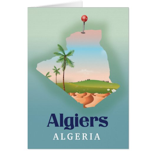 アルジェ・アルジェリア地図の旅行ポスター (正面)