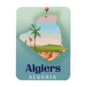 アルジェ・アルジェリア地図の旅行ポスター マグネット (縦)