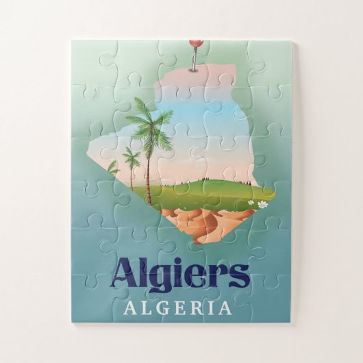 アルジェ アルジェリア 地図 旅行ポスター ジグソーパズル (縦)