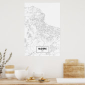 アルジェ、アルジェリア（黒で白） ポスター (キッチン)