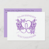 アルジマイマー認識度パープル蝶はがき ポストカード (正面/裏面)