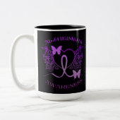 アルジャイマー認識度パープルチョウチョウMUG 2 ツートーンマグカップ (左)