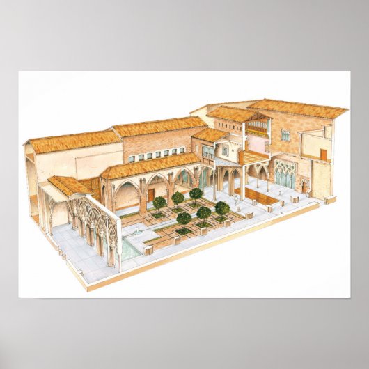 アルジャフェリア。サラゴサ・スペイン。イスラム宮殿。 ポスター (正面)