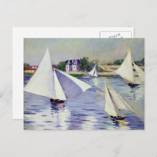 「アルジャントゥイユのセーヌ川の帆船」-  Gustave Caillebotte ポストカード (正面/裏面)