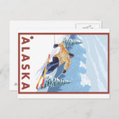 アルスカのダウンルートスノースキーヤー ポストカード (正面/裏面)