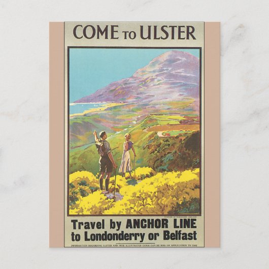 アルスターのヴィンテージ旅行ポスターに来られる ポストカード (正面)