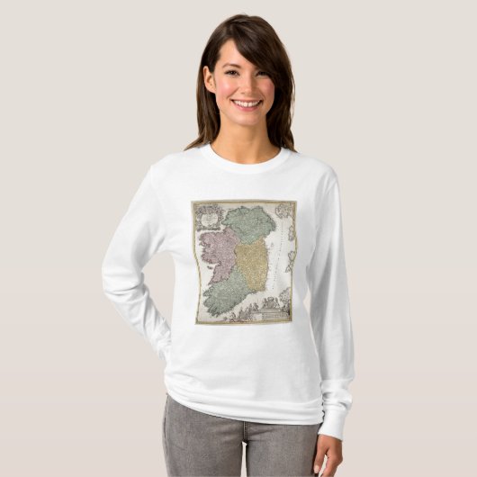 アルスターの地域を示すアイルランドの地図 Tシャツ (正面フル)
