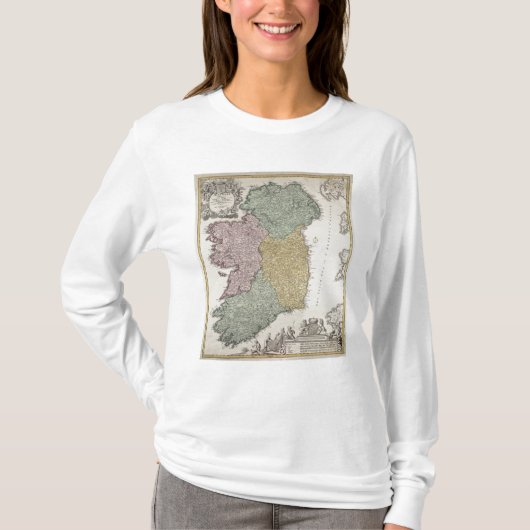 アルスターの地域を示すアイルランドの地図 Tシャツ (正面)