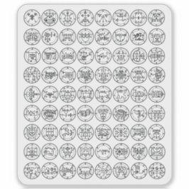 アルス・ゲーティアの72の悪魔の印（白に黒） シール