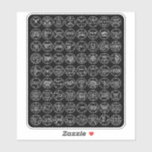 アルス・ゲーティアの72の悪魔の印（黒に白） シール (シート)