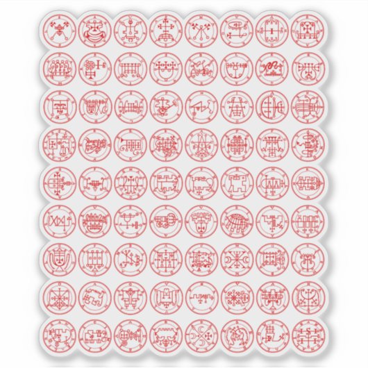 アルス・ゲーティアの72個の悪魔の印（赤） シール (正面)