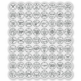 アルス・ゲーティアの72個の悪魔の印(黒) シール