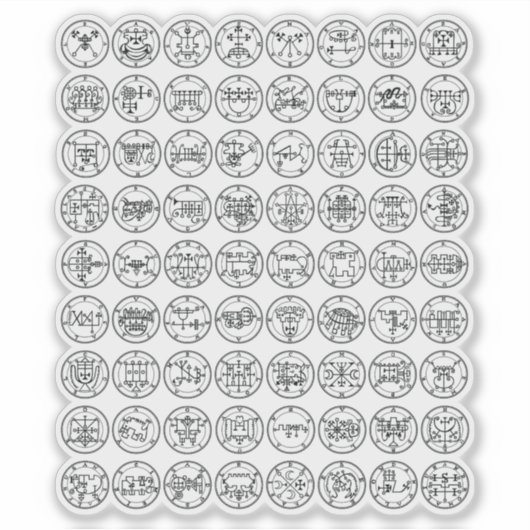 アルス・ゲーティアの72個の悪魔の印（黒） シール (正面)