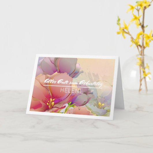 アルズグテツムゲバートスト名前をカスタムする誕生日 カード (黄色い花)