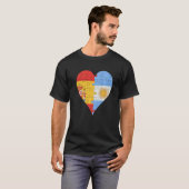 アルゼンスペインのチン国旗のハート Tシャツ (正面フル)