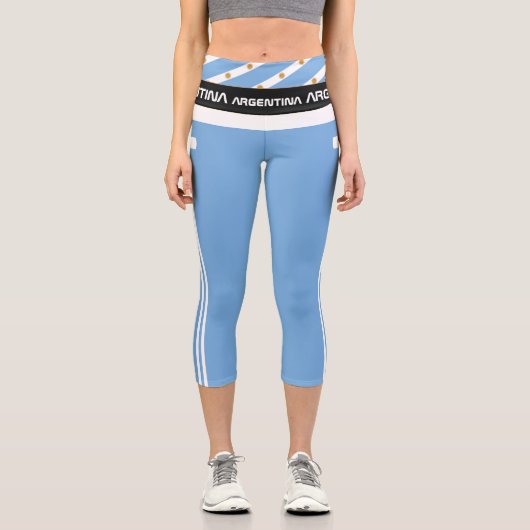 アルゼンチンおよびアルゼンチン国旗ファッション、フィットネス、スポーツ カプリレギンス (正面)