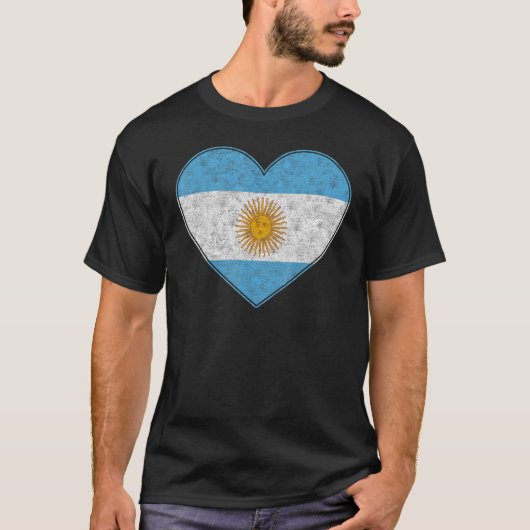 アルゼンチンが大好き アルゼンチンの旗 ハート アルゼンチン人 Tシャツ (正面)
