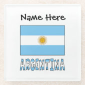 アルゼンチンとアルゼンチン国旗の名 ガラスコースター (正面)