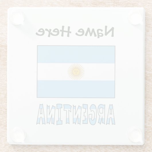 アルゼンチンとアルゼンチン国旗の名 ガラスコースター (裏面)