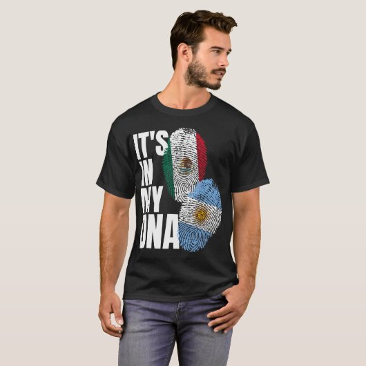 アルゼンチンとメキシコのミックスDNAフラグ伝統T-Sh Tシャツ (正面フル)
