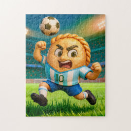 アルゼンチンのエンパナーダのサッカー選手がヘディングのためにジャンプ ジグソーパズル