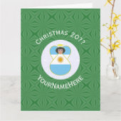 アルゼンチンのクリスマス・エンジェルパーソナライズされた旗 カード (黄色い花)