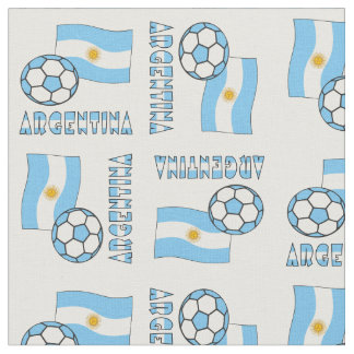 アルゼンチンのサッカーボールと国旗 ファブリック