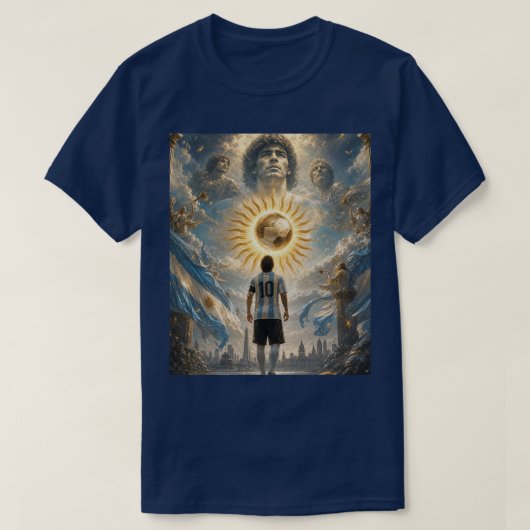 アルゼンチンのサッカー伝説へのオマージュ Tシャツ (デザイン正面)