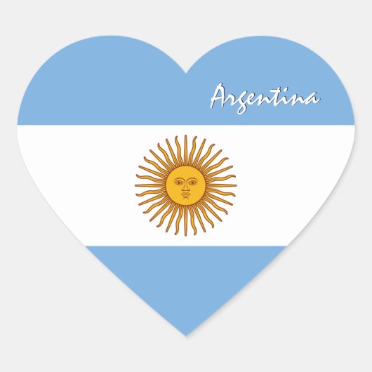 アルゼンチンのステッカー、ハート、愛国的なアルゼンチン国旗 ハートシール (正面)