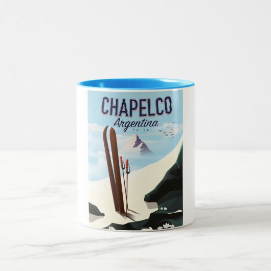 アルゼンチンのチャペルコでスキーを ツートーンマグカップ (中央)