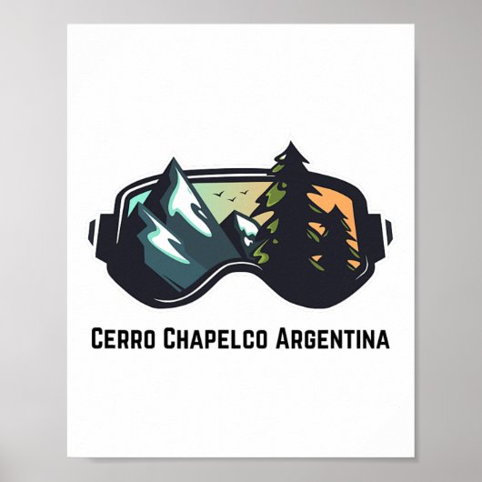 アルゼンチンのチャペルコ山スキー場でのスキー Tシャツ メンズ ポスター (正面)