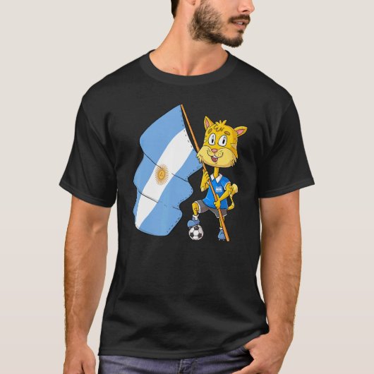 アルゼンチンのファン猫 Tシャツ (正面)