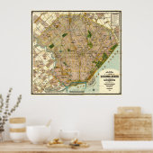 アルゼンチンのブエノスアイレスヴィンテージの地図(1921年) ポスター (キッチン)