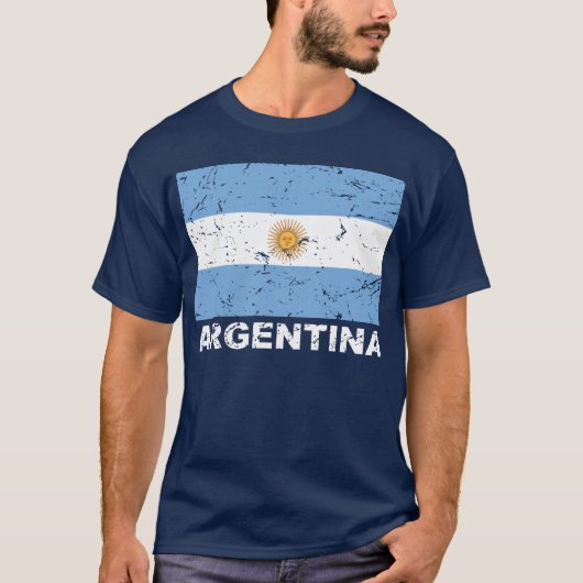 アルゼンチンのヴィンテージの旗 Tシャツ (正面)