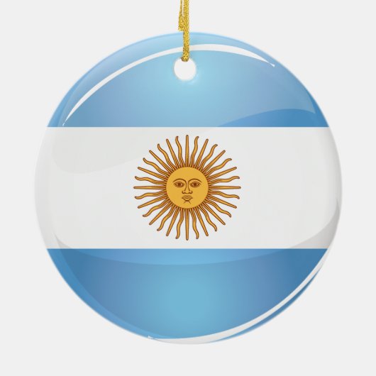 アルゼンチンの光沢のある円形の旗 セラミックオーナメント (裏面)